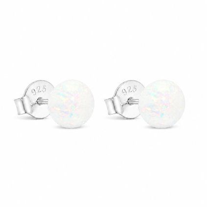 Stříbrné náušnice s bílým opálem 5mm