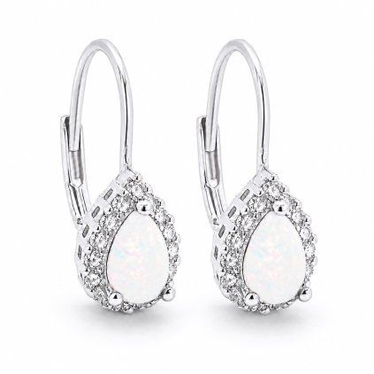 Stříbrné náušnice White Opal Skyra