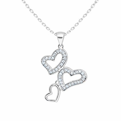 Stříbrný přívěsek srdce se zirkony