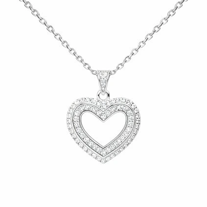 Stříbrný přívěsek srdce se zirkony