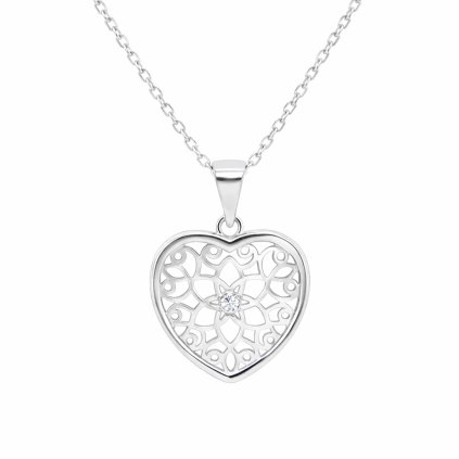 Stříbrný přívěsek srdce se zirkony