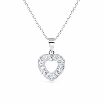 Stříbrný přívěsek srdce se zirkony