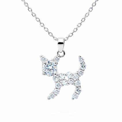 Stříbrný přívěsek kočka zirkony