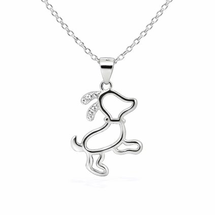 Stříbrný přívěsek pes zirkony