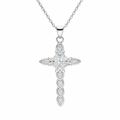 Stříbrný přívěsek křížek se zirkony