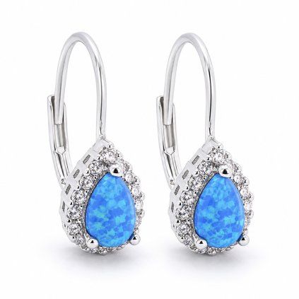 Stříbrné náušnice Blue Opal Skyra