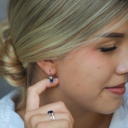 Stříbrné náušnice Blue Jadeine
