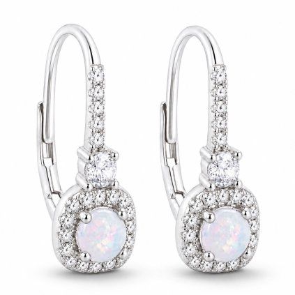 Stříbrné drobné náušnice White Opal Sparkle