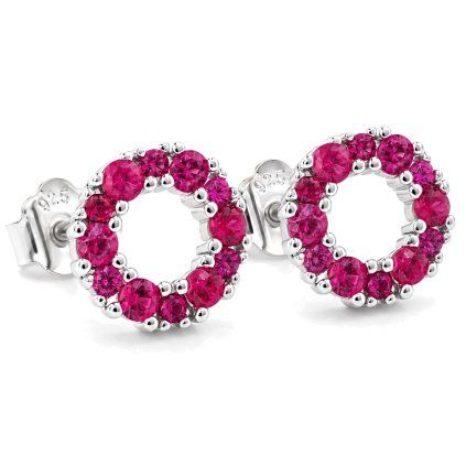 Stříbrné náušnice Circolo pink