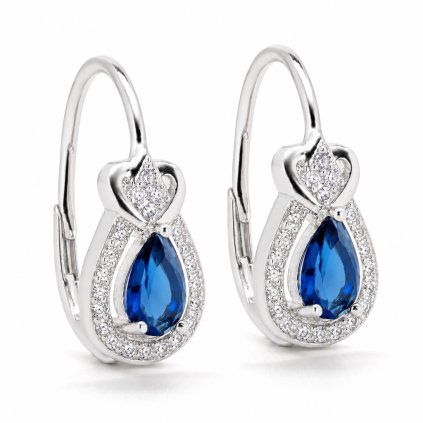 Stříbrné náušnice Blue Teardrop