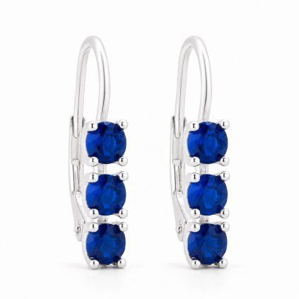 Stříbrné náušnice Sapphire Trio