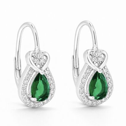 Stříbrné náušnice green Teardrop