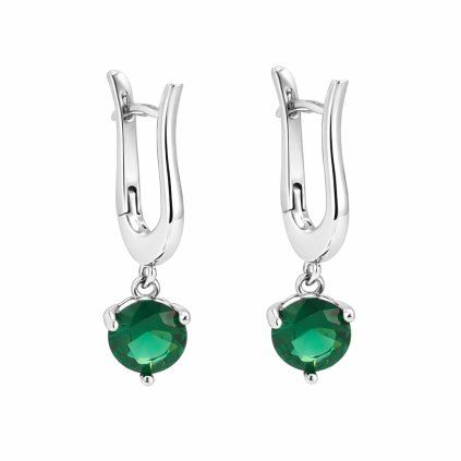 Stříbrné náušnice se smaragdem