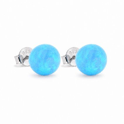Stříbrné náušnice s modrým opálem 8 mm