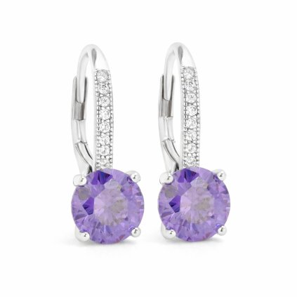 Stříbrné náušnice Aurora Violet