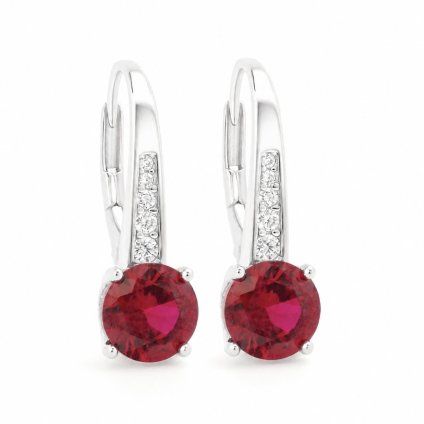 Stříbrné náušnice Red Garnet