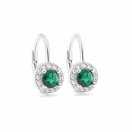 Stříbrné náušnice green Crystal