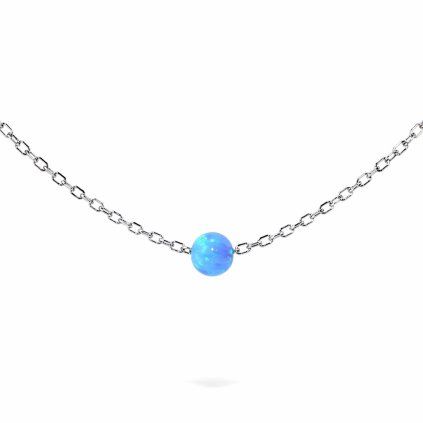 Stříbrný náhrdelník kuličky s modrým opálem