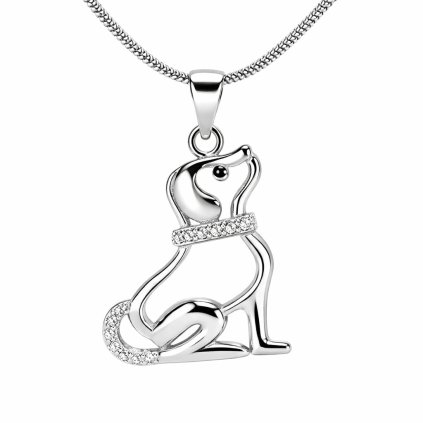 Stříbrný přívěsek pes se zirkony