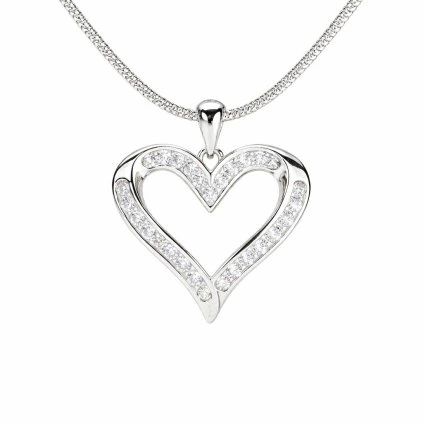 Stříbrný přívěsek srdce se zirkony