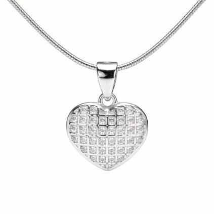 Stříbrný přívěsek srdíčko se zirkony