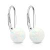 Stříbrné náušnice White Opal Spheres 8 mm
