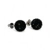 Stříbrné náušnice  s černým safírem