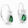 Stříbrné náušnice green Teardrop