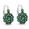 Stříbrné náušnice Emerald Blossom se zelenými zirkony