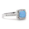 Stříbrný prsten s modrým opálem a zirkony (Velikost Vel.10 - EU: 64)