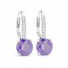 Stříbrné náušnice Aurora Violet