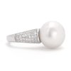 Stříbrný prsten s bílou perlou a zirkony (Velikost Vel.10 - EU: 62)