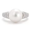 Stříbrný prsten s bílou perlou a zirkony (Velikost Vel.10 - EU: 62)