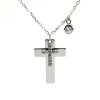 Stříbrný řetízek s pevnou ozdobou kříže se zirkony (Velikost 40 cm + 5 cm)