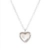 Stříbrný řetízek s ozdobou srdce s perletí a zirkony (Velikost 40 cm + 5 cm)