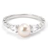 Stříbrný prsten s perlou a zirkony (Velikost Vel.10 - EU: 64)