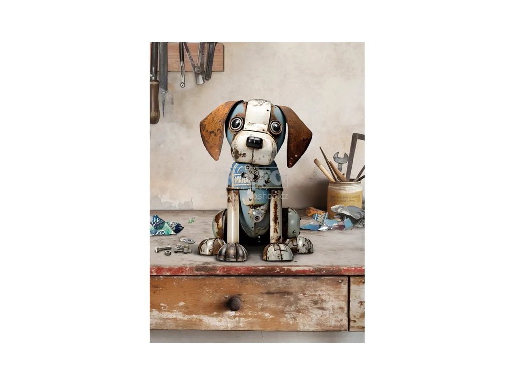 Přání Bug Art A6, vintage - Pejsek