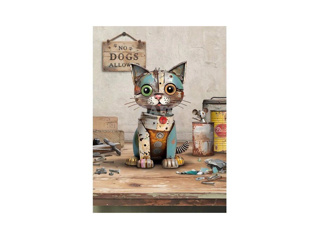 Přání Bug Art A6, vintage - Kočička