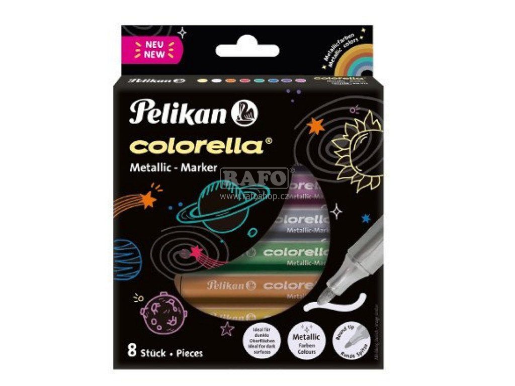 Sada fixů Pelikan Colorella, 8 metalických barev