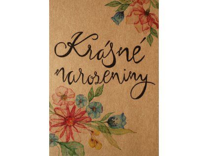 Přání BeBechy A6, kraft - Krásné narozeniny