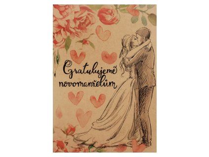 Přání BeBechy A6, kraft - Novomanželům