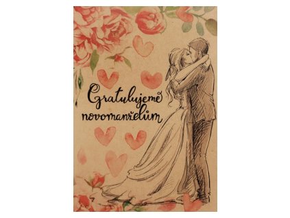 Přání BeBechy A6, kraft - Novomanželům