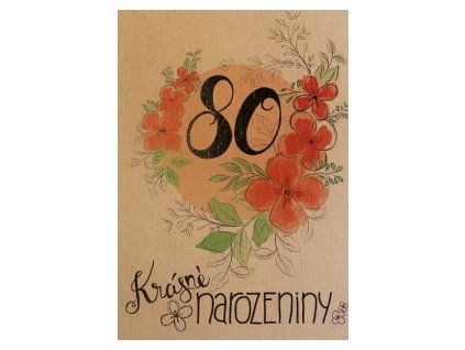 Přání BeBechy A6, kraft - 80 let