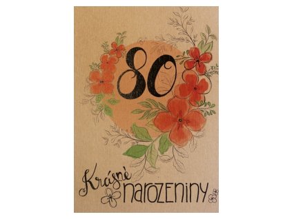 Přání BeBechy A6, kraft - 80 let