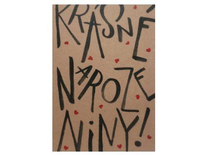 Přání BeBechy A6, kraft - Krásné narozeniny srdíčka