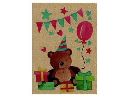 Přání BeBechy A6, kraft - Méďa