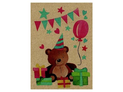 Přání BeBechy A6, kraft - Méďa