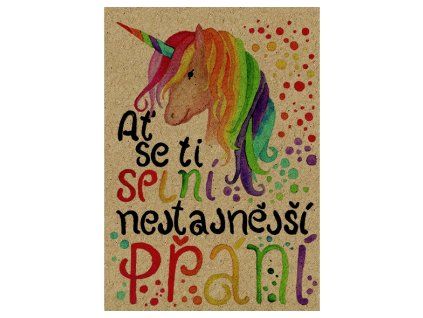 Přání BeBechy A6, kraft - Jednorožec