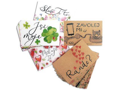 Komplimentky BeBechy bílé/kraft, s textem, 30 ks