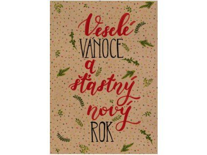 Přání BeBechy A6, kraft - Veselé Vánoce